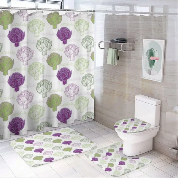 Sketch Style Food on a shower curtain