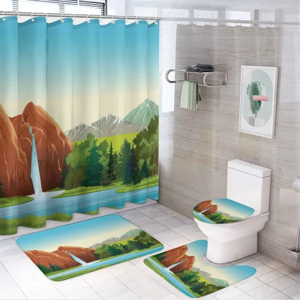 Summer Landscape Woodland on a shower curtain