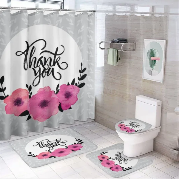Thank You Words Rounded on a shower curtain