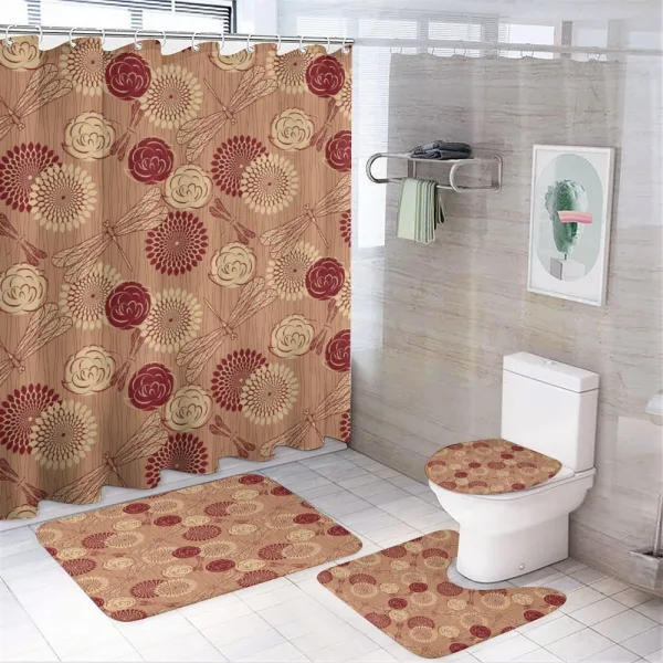Vintage Rose Petals on a shower curtain