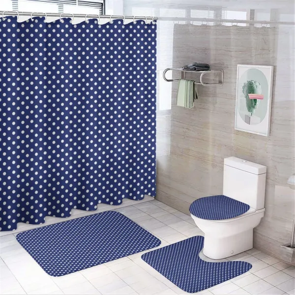White Polka Dotted Tile on a shower curtain