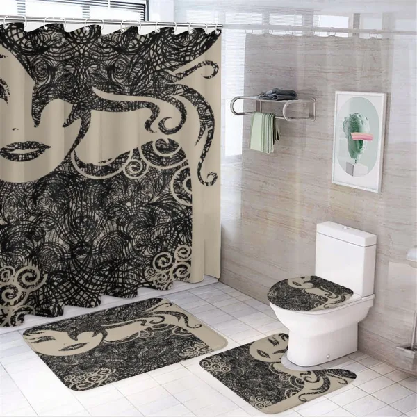 Woman with Cool Posing on a shower curtain