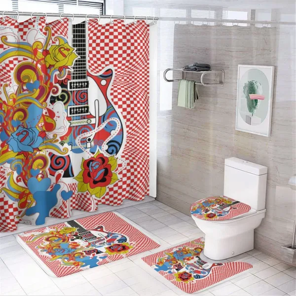 60s Inspired Guitar on a shower curtain