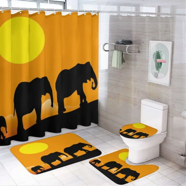 Baby Elephant and Family on a shower curtain