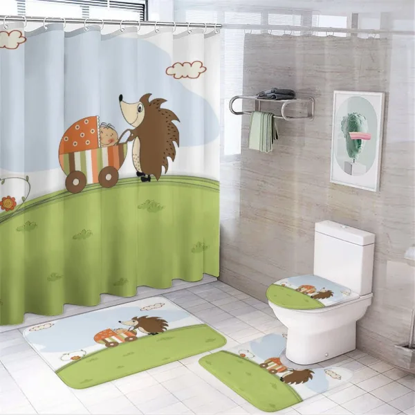 Baby Shower and Hedgehog on a shower curtain