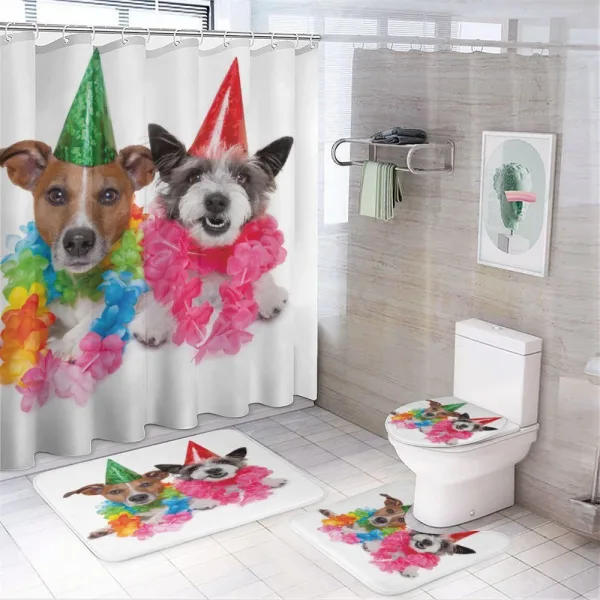 Birthday Terrier on a shower curtain