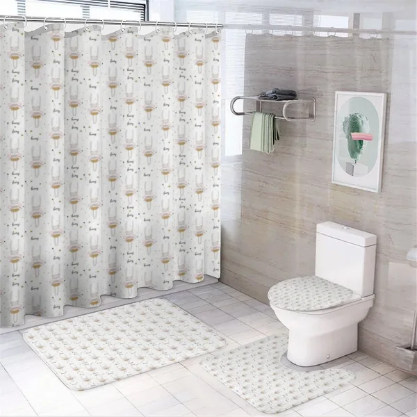Cartoon Bunny Dancers on a shower curtain