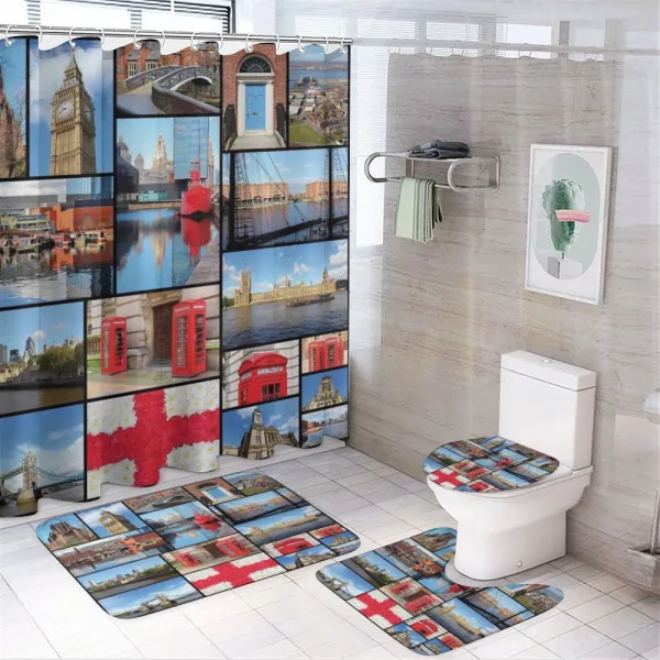 City Landmarks Floral on a shower curtain