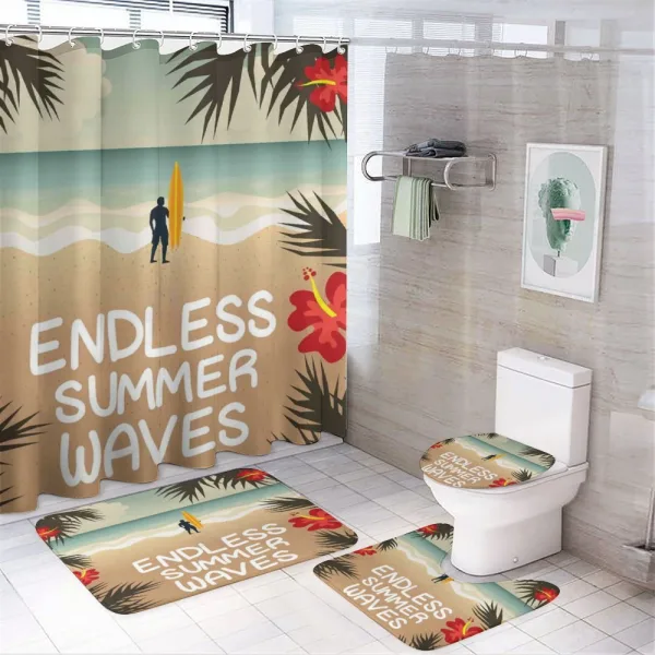 Colorful Hippie Beach Theme on a shower curtain