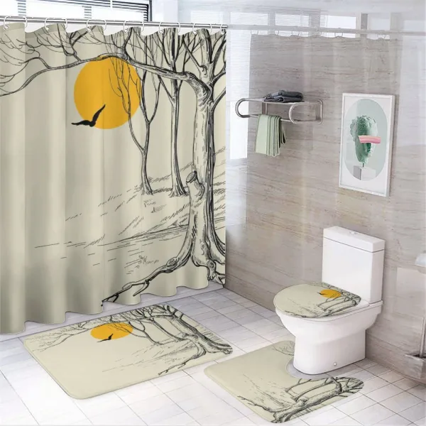 Full Moon with Branches on a shower curtain