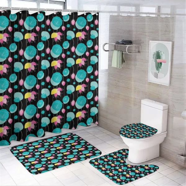Lotus Flowers and Pads on a shower curtain