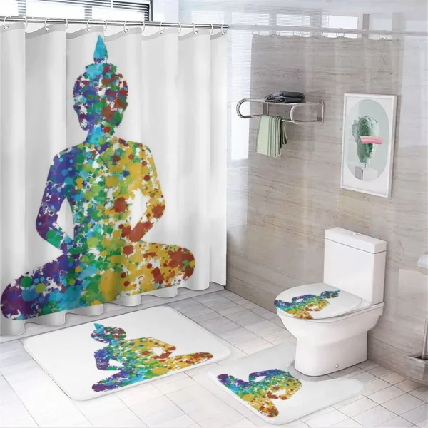 Meditating Silhouette on a shower curtain