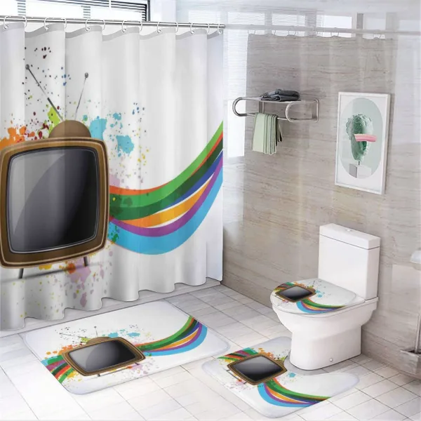 Old TV Color Splash on a shower curtain