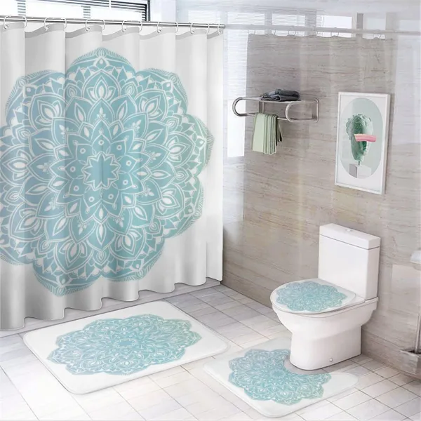 Oriental Round Motif on a shower curtain