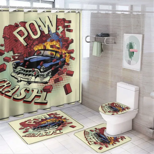 Pop Art Crash Effect on a shower curtain