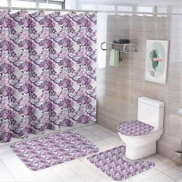 Purple Wings Camo on a shower curtain