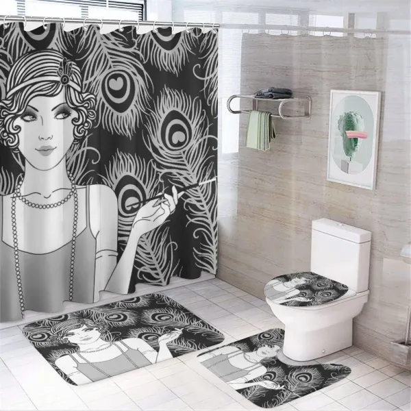 Retro Party Concept on a shower curtain