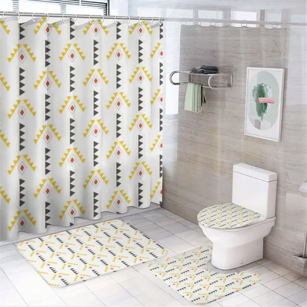 Retro Rhombus Line on a shower curtain