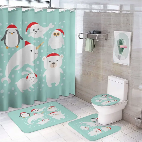 Seal Owl and Penguin on a shower curtain