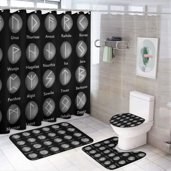 Shaded Effect Runic Alphabet on a shower curtain
