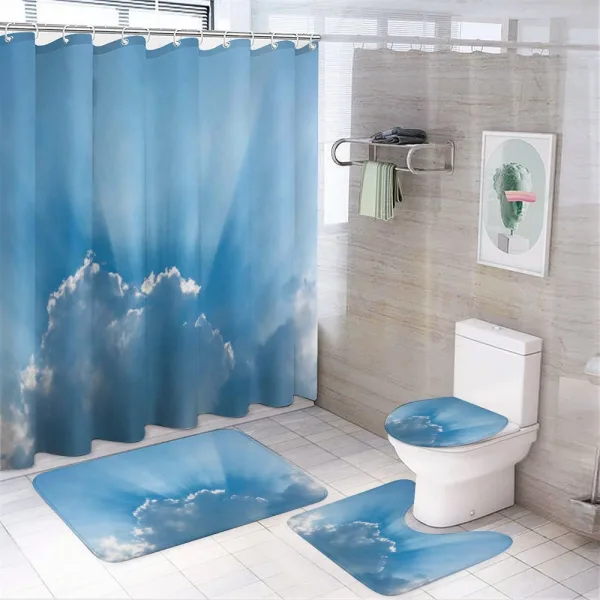 Sunburst Theme Lines on a shower curtain