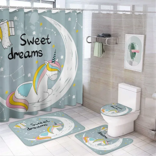 Unicorn on Crescent on a shower curtain