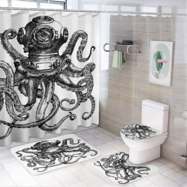 Vintage Diver Animal on a shower curtain