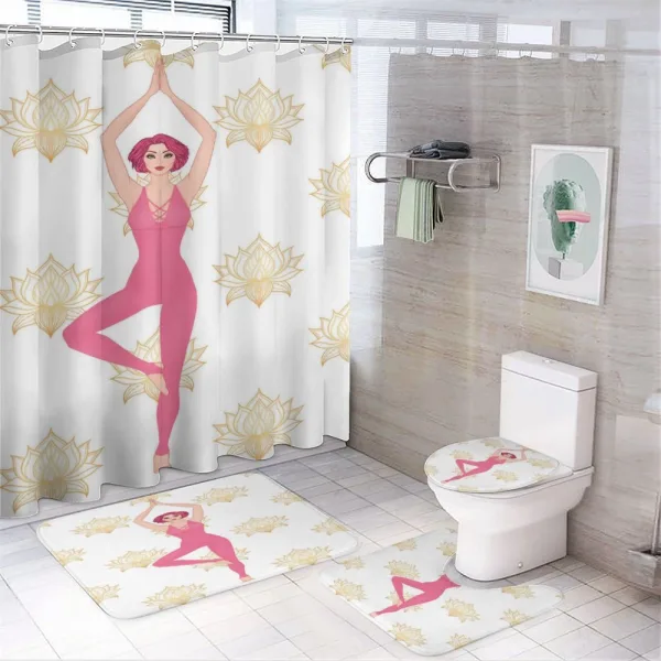 Woman Doing Yoga Lotus Petal on a shower curtain