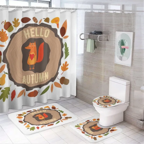 Autumn Theme Vintage Fox on a shower curtain
