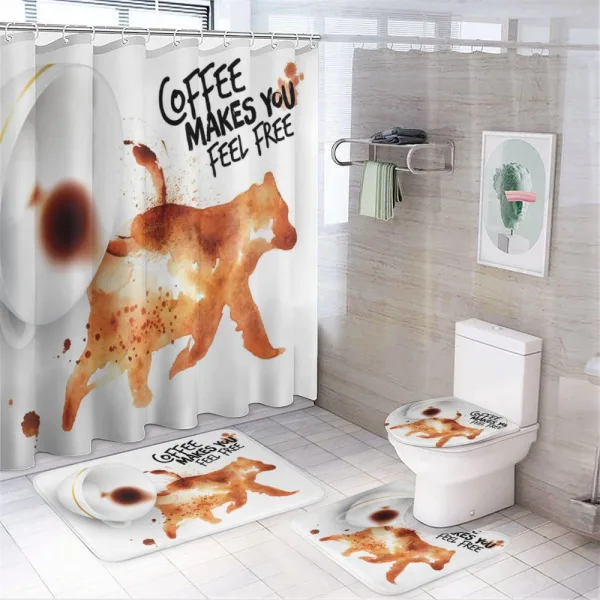 Bear Silhouette Cup on a shower curtain