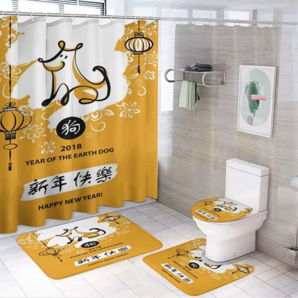 Canine with Flower on a shower curtain