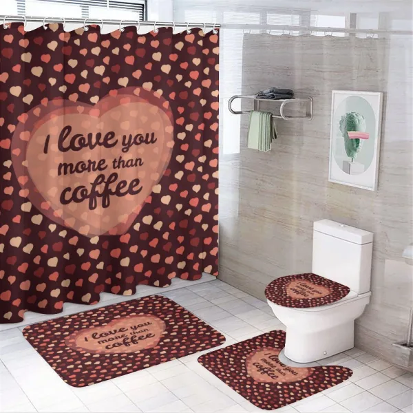 Coffee and Hearts on a shower curtain