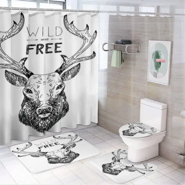Deer Wild Free on a shower curtain