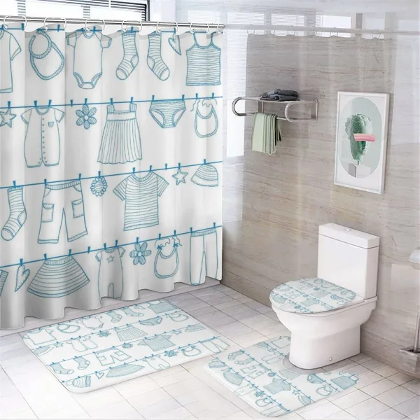Drying Baby Clothes on a shower curtain