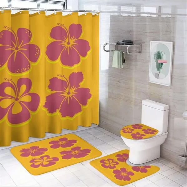 Hibiscus Flower Silhouettes on a shower curtain