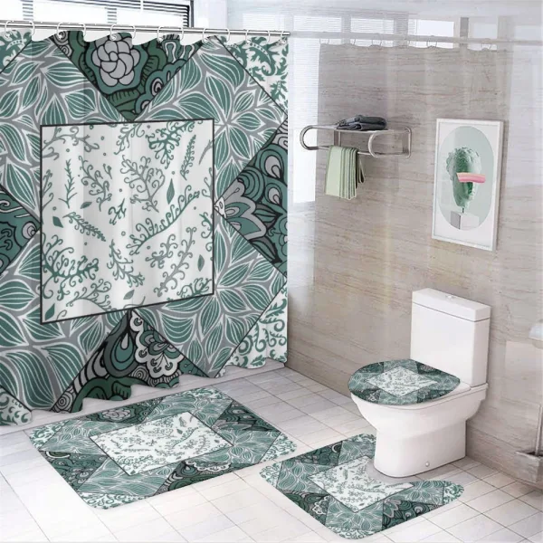 Leaves Chevron Flower Mix on a shower curtain