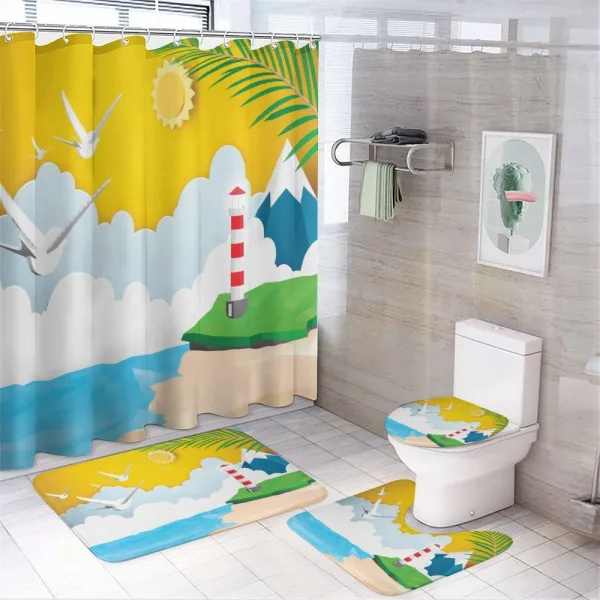Marine Paper Cut Art on a shower curtain