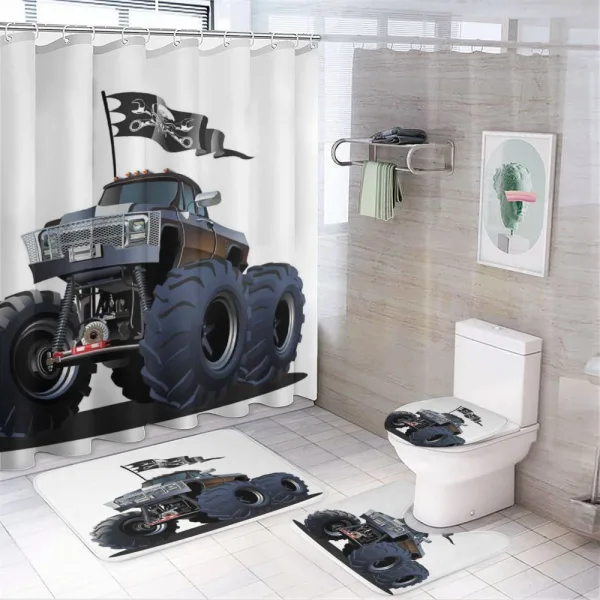 Monster Truck Pirate on a shower curtain