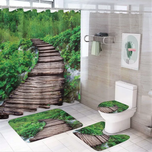 Pathway Stream Jungle on a shower curtain