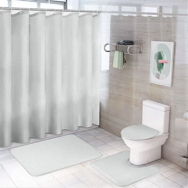 Soft Dotted Zigzags on a shower curtain