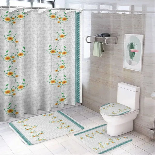 Spring Flowers on Curls on a shower curtain