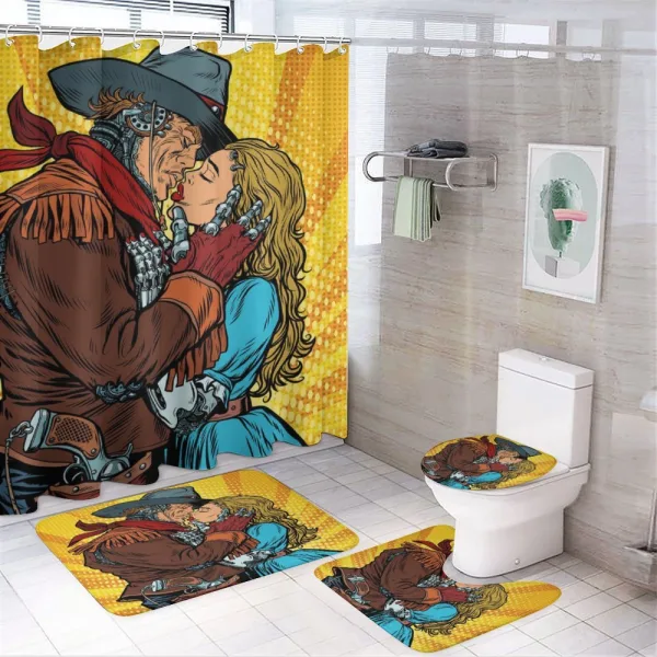 Steampunk Robots on a shower curtain