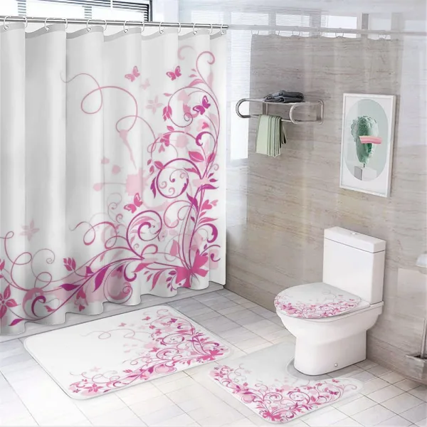 Swirls Butterflies Leaves on a shower curtain