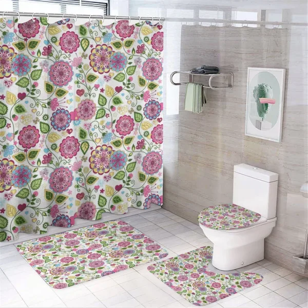 Valentines Ornate Flower on a shower curtain