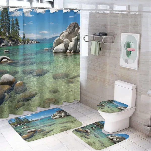 Water Stones Lake Tahoe on a shower curtain