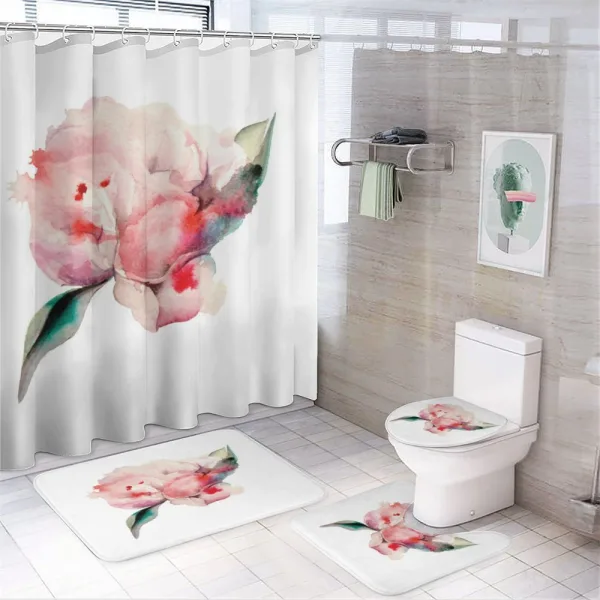 Watercolor Penoies Nature on a shower curtain