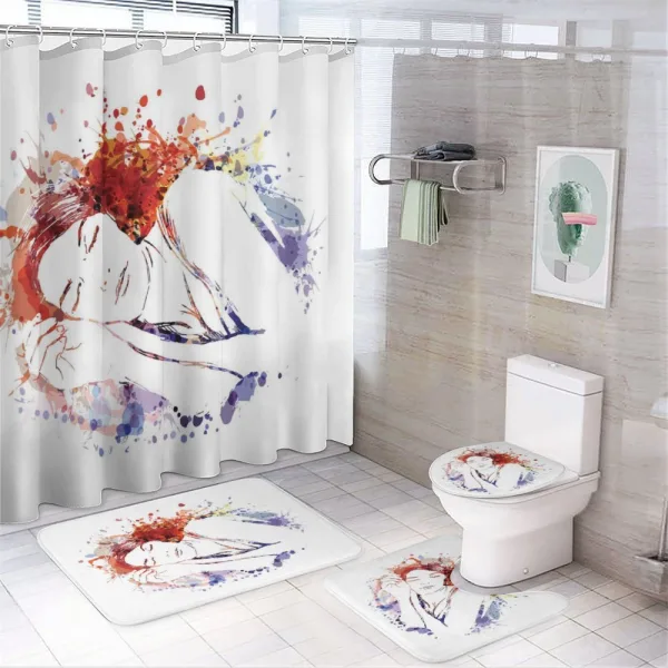 Beauty Sleeping Girl on a shower curtain