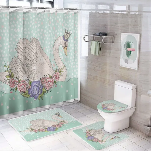 Cartoon Swan on Water on a shower curtain