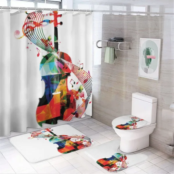 Cheerful String Instrument on a shower curtain
