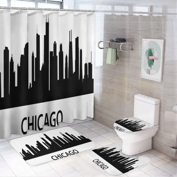 Chicago Line Silhouette on a shower curtain